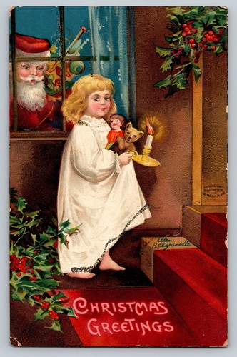 1911 Ellen H. Clapsaddle Artist Signed Christmas Postcard