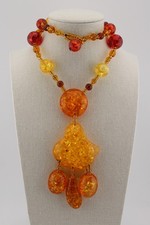 Fantastic Plastic Chunky Vintage Likely Lucite Long Necklace Boho 22" Statement