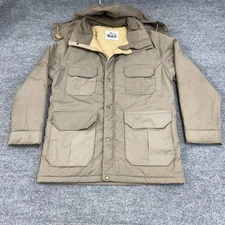 Vintage Woolrich Jacket Men's Medium Mushroom Beige Insulated Hooded Parka Coat
