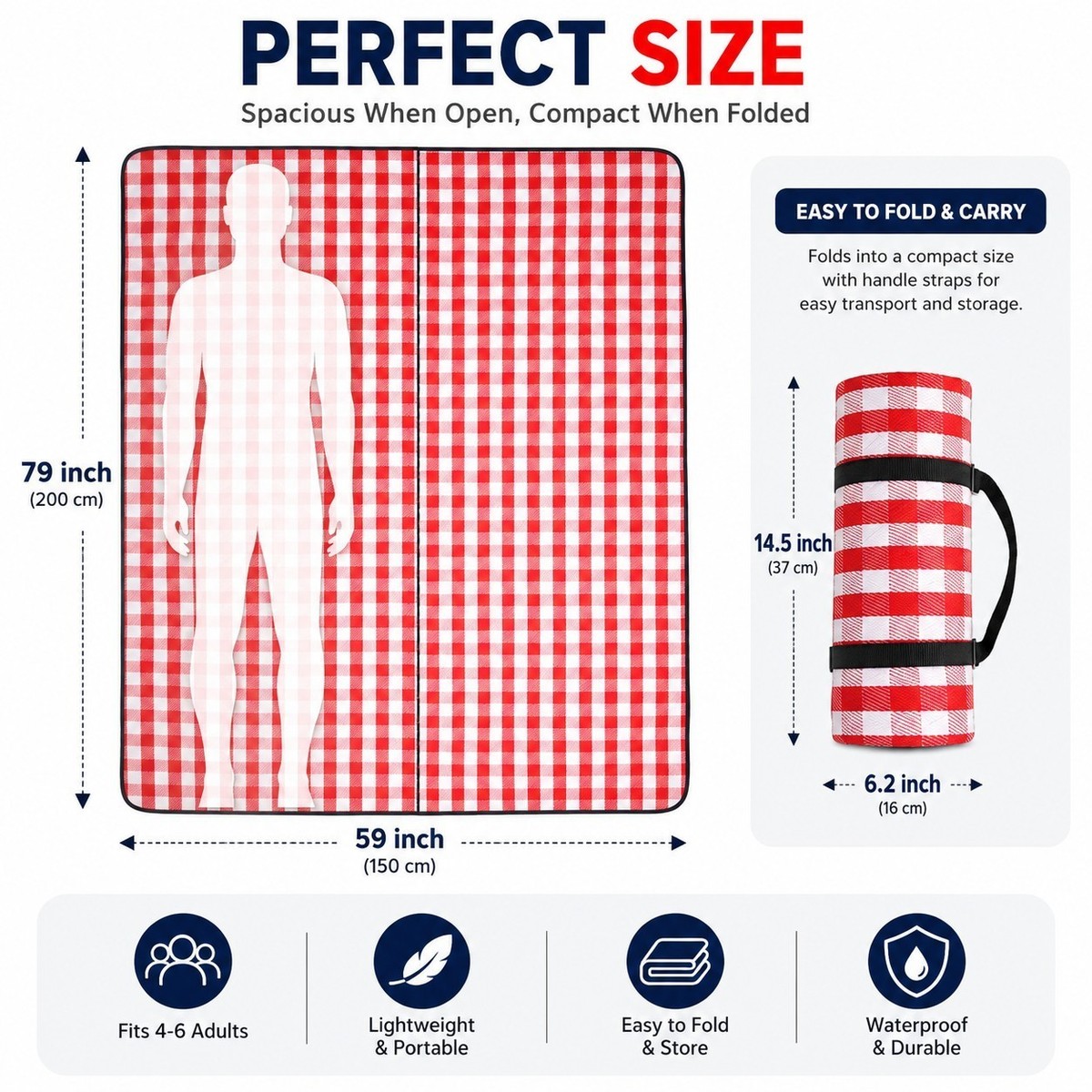 Lovely Plaid Picnic Mat] [Soft] Picnic Blanket for Family Outdoor
