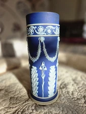 Blue Vintage Wedgewood Jasperware Tall Spill Vase Lily Of The Valley 8.5"