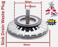 Premium Stainless Steel Replacement Kitchen Sink Drain Waste Plug Strainer 84mm