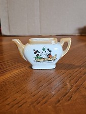 Vintage Mickey Minnie Mouse Lusterware Child's Tea Teapot Walt Disney Japan