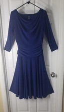 CHAPS EST. 1978 DRESS Medium ROYAL BLUE SLINKY MIDI WEDDING RACES STRETCH  EUC