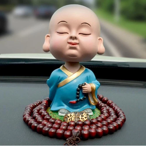 Kreatives Auto Ornament Kopfschütteln Maitreya Buddhistischer Mönch süß Auto Deko - Bild 22 von 26