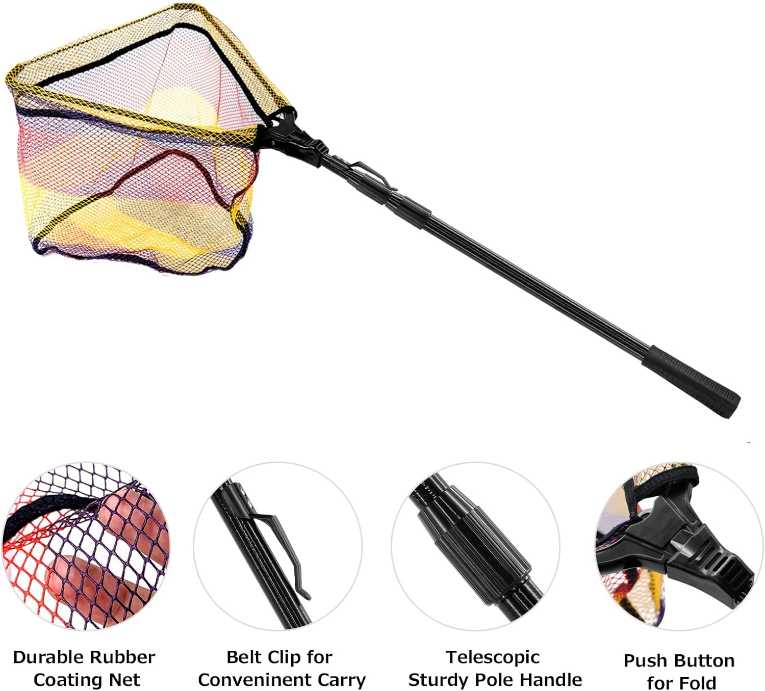 SANLIKE Fishing Net Folding Landing Net with Extra Long Telescoping