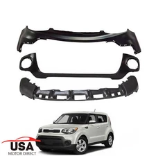 3PCS Front / Upper / Lower Bumper Cover Kit Fits 2017 2018 2019 Kia Soul