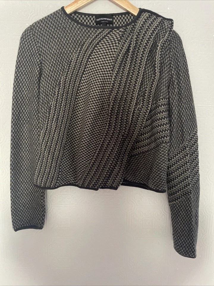 Cárdigan Emporio Armani Viscosa Mezcla Cachemira Negro Gris Talla 38 Foto 2 de 4