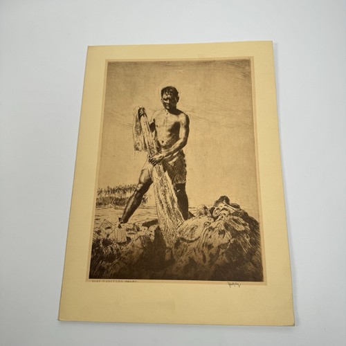 John Kelly Vintage Menu Naniloa Hotel Hilo Hawaii Artist Reef Fisherman - Picture 2 of 11
