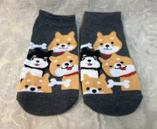 Women's Cute Cartoon Dog Fuzzy Face Pattern Ankle Socks Fashion Sock Set Of 2