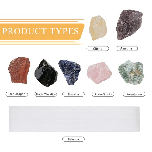 Natural Raw Crystal Healing 7 Chakra Set With Selenite Plate Gemstones Minerals - Picture 2 of 14
