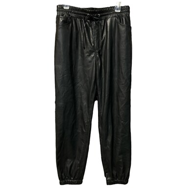 Express Women's Faux Leather Pull On High Rise Joggers Size