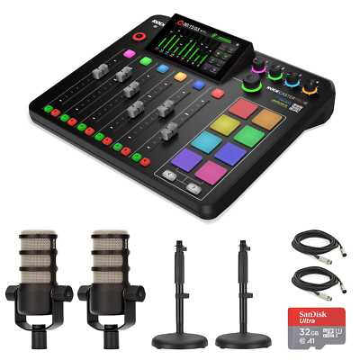 Rodecaster Pro Stand Riser Rode RODECaster Pro 2 with 2x Podmics, Stands, and XLR Cables | eBay
