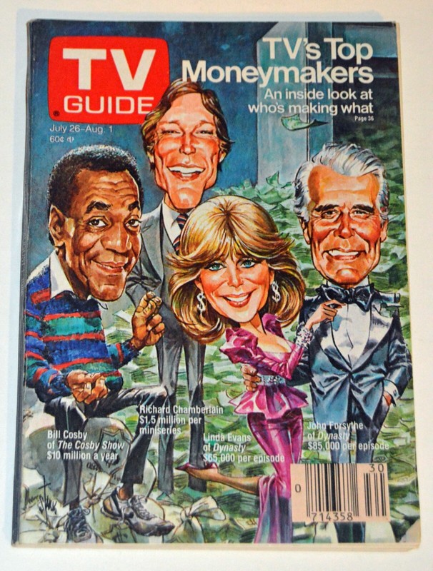 'TV's TOP MONEYMAKERS' - RICHARD CHAMBERLAIN - Cover by B STARK - 1986 TV Guide