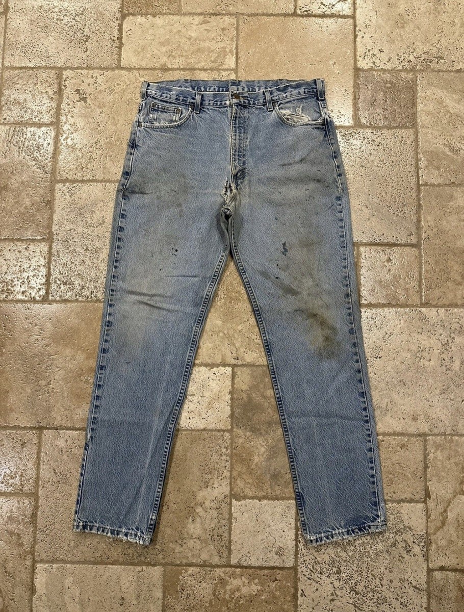 Vintage Carhartt Thrashed / Distressed Blue Denim Jeans | eBay