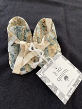 Kate Quinn NWT Green/Brown Country Forest Bamboo Tie Booties-0-3Mos