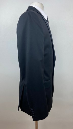 SAKS FIFTH Mens 40R Solid Black 100% Wool Blazer Sport Coat Tuxedo Suit Jacket - Picture 6 of 10