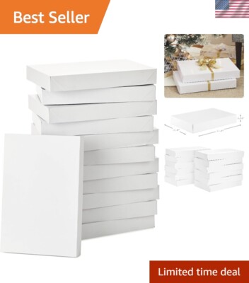 Versatile 12-Count Large White Gift Boxes with Lids - Perfect for Robes & More