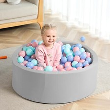 Soft Memory Round Foam Ball Pit Sponge Indoor for Toddler Children - Light Gray
