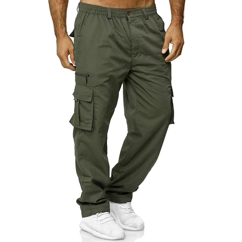 Mens Cargo Combat Work Pants Joggers Pockets Gym Sports Elastic Waist Trousers - Picture 4 of 18