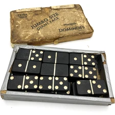 Extra Thick Jumbo Size Giant Face Black Marblelike Dominoes Puremco 1632 As Is