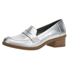 Dansko 150 Danica Waterproof Leather Penny Loafers Silver Metallic Shoes NEW