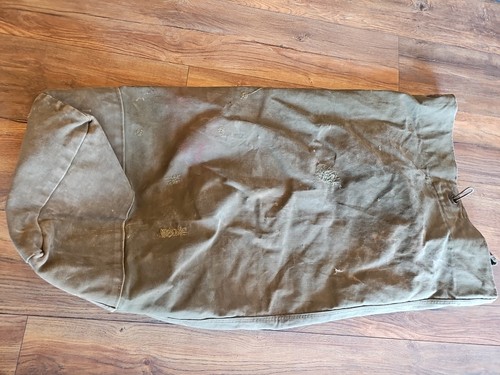 Vtg US Army Military Canvas Olive Drab Duffel Bag Top Load Collectable - Picture 8 of 13