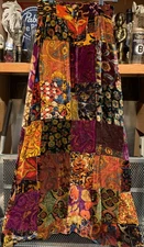 VINTAGE Vicky Vaughn Velvet Patchwork Long Skirt Gypsie Boho Hippy 70s 24" Waist