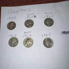 LOT OF 6 SILVER WASHINGTON QUARTERS 1932 1960D 1961D 1962 1962D 1964