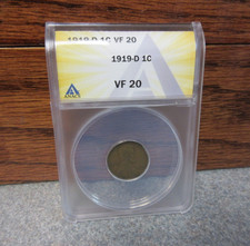 1919-D Lincoln Wheat Small Cent ANACS : graded VF20 : BUY-IT-NOW