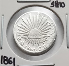 Mexico ½ Real 1861 Mo C.H. 'Mexico City', .903 Silver Coin, Moneda d Plata .903. — photo 3