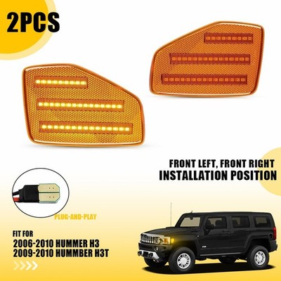 2X For 2006-08 2009 2010 Hummer H3 Amber LED Turn Signal Side Marker Lights EXD