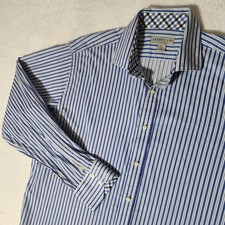 Jack Stone Thomas Dean Shirt Men White Blue Stripe Flip Cuff Long Sleeve - XL