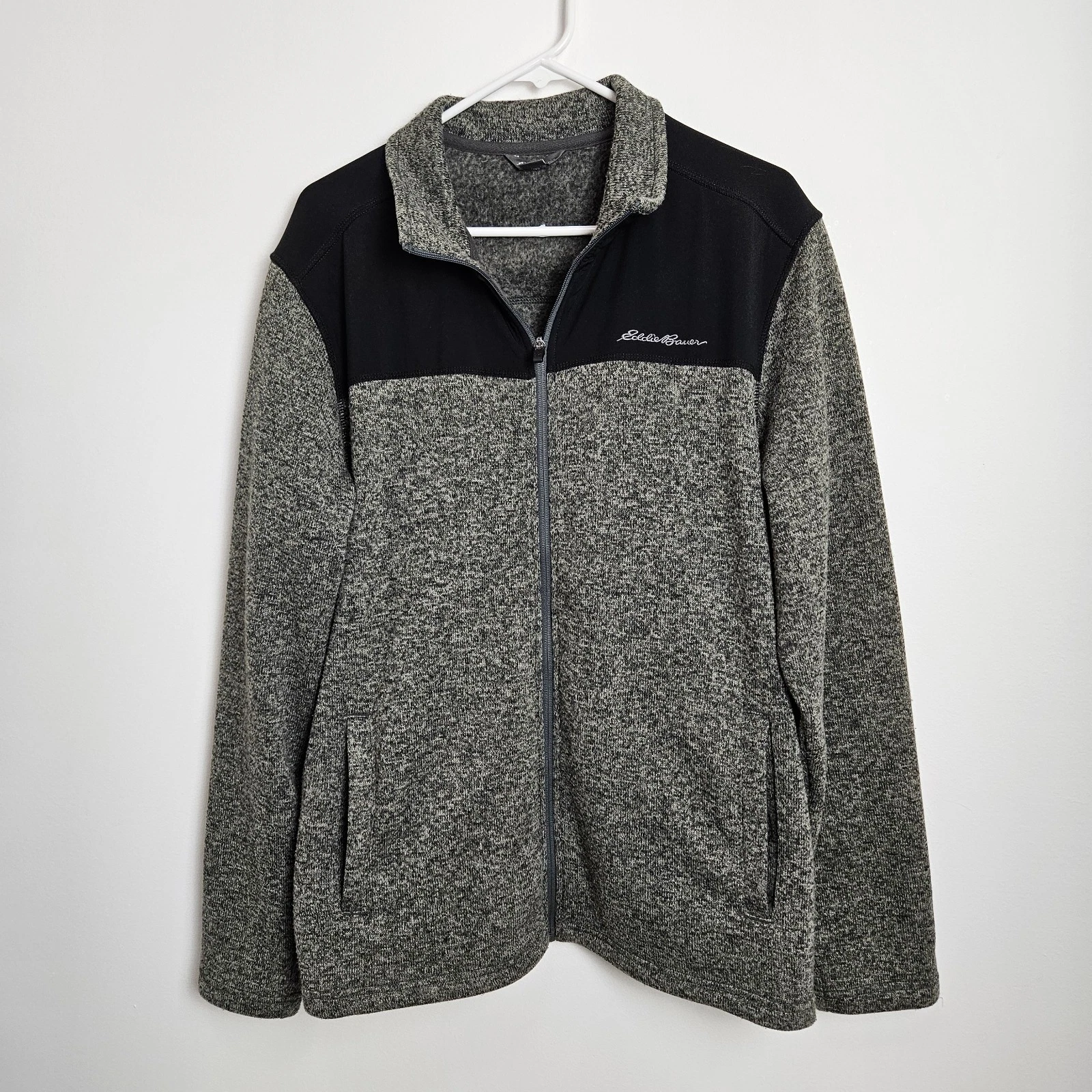 Eddie Bauer Mens Jacket Size L Full Zip Up Soft Shell Fleece Lined Casual Gray