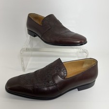 Gucci Men’s Brown GG Embossed Leather Loafers UK 8 (US 9) Made in Italy