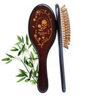 Brown Bamboo Bristle Hair Brush - Wooden Paddle Brush for Hair Growth, Scalp Mas