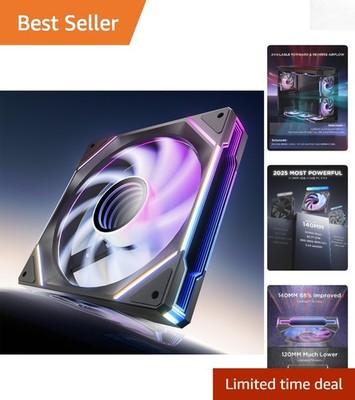 Stylish 140mm ARGB Case Fan with 24 LED Effects - Compatible with Aura SYNC