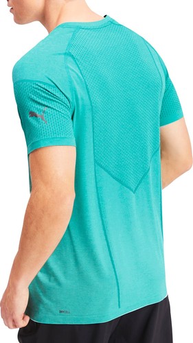 Puma Reactive evoKNIT Mens Training Top Blue Short Sleeve Gym Breathable T-Shirt - Picture 2 of 4