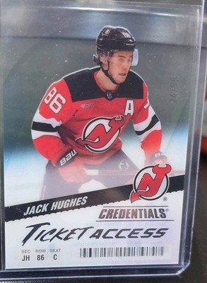 2024-25 Upper Deck Credentials Acetate Ticket Access /99 Jack Hughes #TA-JH