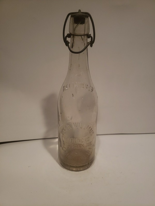Roger Williams Clear  Blob Top Bottle - Cranston, RI - 1016 Park Ave.