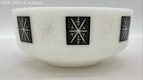 Federal Glass Snowflake Atomic Starburst Mixing Bowl 3.5 Qt Vintage