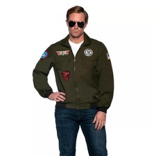 Disfraz de chaqueta de piloto Top Gun azul marino para adulto