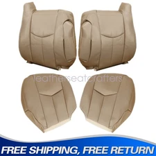 Driver & Passenger Side Leather Seat Cover Tan For 03-06 GMC Sierra 1500 2500