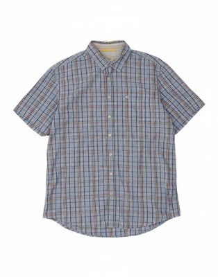 CAMEL ACTIVE Herren Regular Fit Kurzarm Hemd Large blau kariert Baumwolle AN08