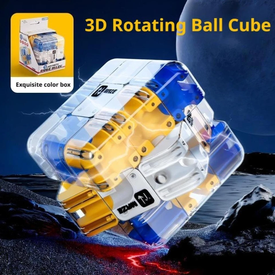 3D Smart Roller Ball Maze Cube For Stress Relief & Logic Development; Q5T3