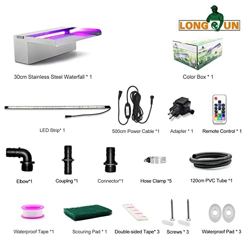 Waterfall Pool Fountain, 30cm Pond Waterfall Cascade, Stainless Steel - Image 2 of 4