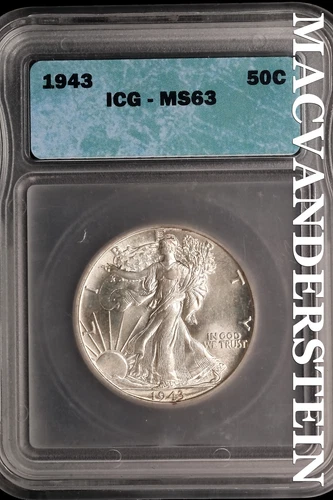 1943 Walking Liberty Half Dollar- ICG MS-63- Luster #SLM458