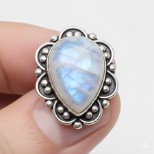 Moonstone Gemstone Handmade 925 Sterling Silver Jewelry All Size Ring For Gift