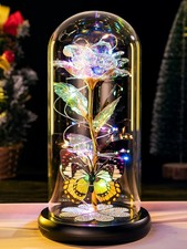 Valentines Day Rose Gifts for Her Birthday Gift for Women Galaxy Glass Rose