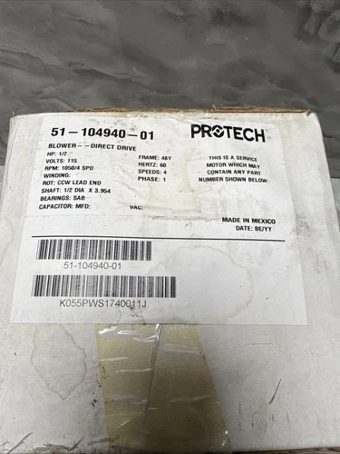 Protech K55HXPWS-1740 115V 1050 RPM 7.8 Amp Shaft 1/4”x 3.954 51-104940-01 #m2